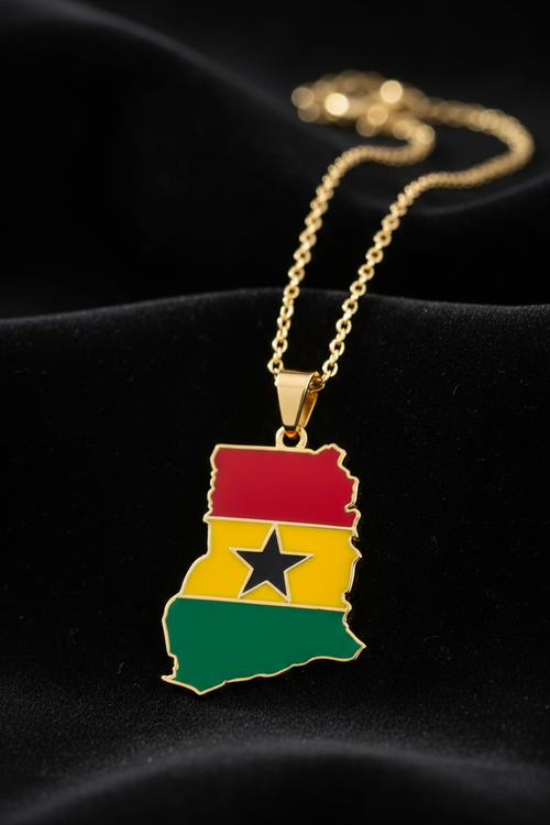 Ghana Map Flag Necklace luxury product photo